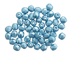 Czech Glass Matte Metallic Aquamarine Fire Polished Round 4mm