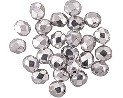 Czech Glass Silver Fire Polished Round 6mm
