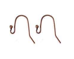 Antique Copper (plated) Earwire w/ Ball 12x17mm