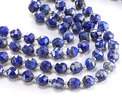 Lapis Microfaceted Round Nugget 7x8mm