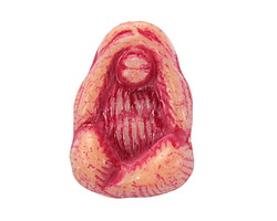 Czech Glass Latte w/ Pink "See No Evil" Monkey Focal Bead 16x22mm