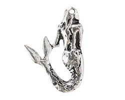 Mykonos Antique Silver (plated) Mermaid Pendant 32x47mm
