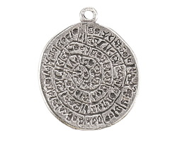 Mykonos Antique Silver (plated) Disc of Phaistos 32x40mm