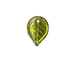 Czech Glass Olivine w/ Iris Purple (on back) Leaf Drop 18x13mm