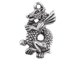 Mykonos Antique Silver (plated) Scaled Dragon Focal 19x33mm