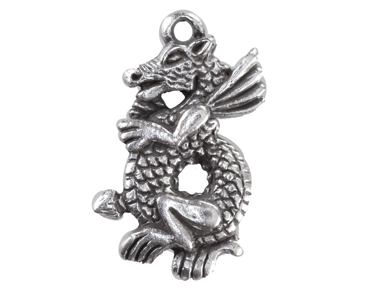 Mykonos Antique Silver (plated) Scaled Dragon Focal 19x33mm