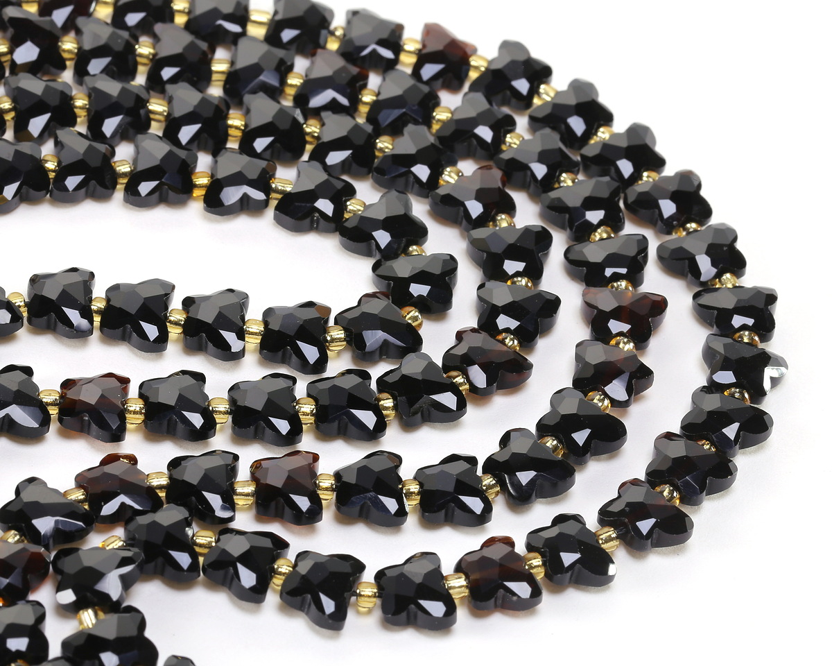 Black Obsidian Microfaceted Butterfly 8x10mm