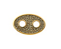 24K Gold (Plated) Transparent Navy Blue Enamel Dotted Gold Oval Focal Link 24x16mm