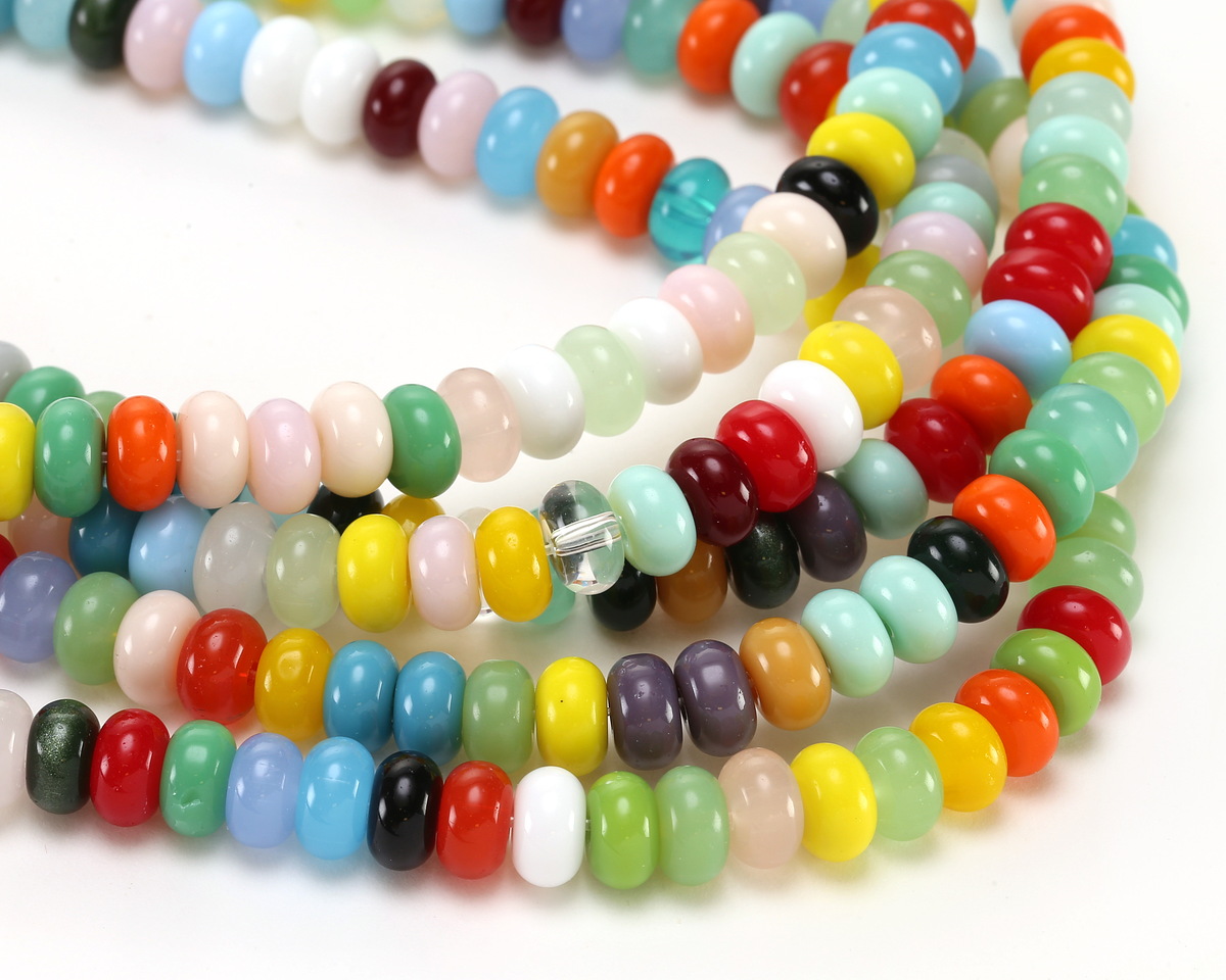 Multi-Colored Glass Rondelle 5x8mm