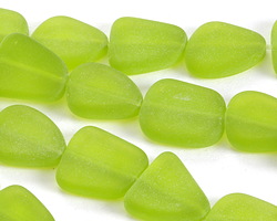 Olive Beach-Style Glass Flat Freeform 15x13-15mm