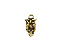 Mykonos Antique Gold (plated) Small Owl Charm 7x15mm
