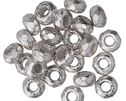 Czech Glass Antique Silver Large Hole Fire Polished Rondelle 6x9mm