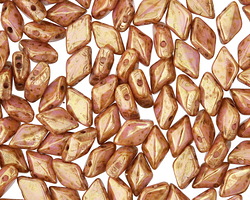 Opaque Rose Gold Topaz Luster GemDuo 8x5mm Seed Bead