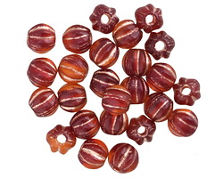 Czech Glass Campfire w/ Copper Large Hole Melon Round 6mm