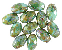 Czech Glass Earth Picasso Faceted Rice 12x8mm