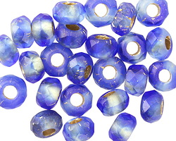 Czech Glass Mykonos Gold Lined Large Hole Fire Polished Rondelle 5x9mm