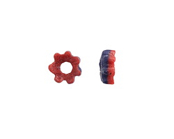 African Glass Flower Red/Sapphire (Krobo) 10x4mm