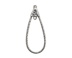 Antique Silver (plated) Hammered Open Teardrop w/ Loop Focal 20x51mm