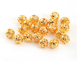 Gold (plated) Large Hole Lattice Filigree Round 6mm