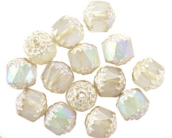 Czech Glass Matte Crystal AB w/ Metallic Pearl Lantern 8mm