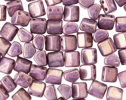 CzechMates Glass Opaque Lilac Luster 2-Hole Roof Bead 6mm