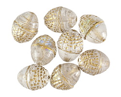 Czech Glass Matte Crystal AB w/ Gold Acorn 12x10mm