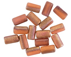 Czech Glass Textured Rosaline w/ Copper Wash Tube 9x5mm