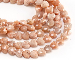 Peach Moonstone (A) Microfaceted Heart 8mm
