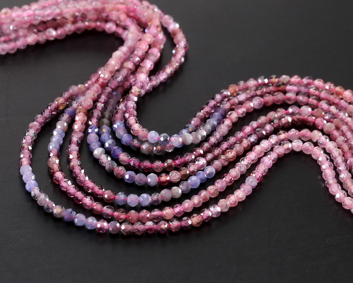 Natural Multi Spinel Ombré Faceted Round 2.5mm