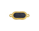 24K Gold (plated) Jet Pearl Enamel Oval Focal Link 23x10mm
