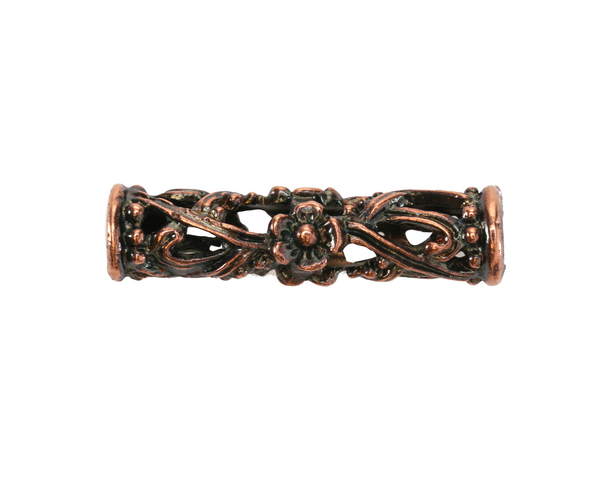 Mykonos Antique Copper (plated) Openwork Floral Tube 30x7mm