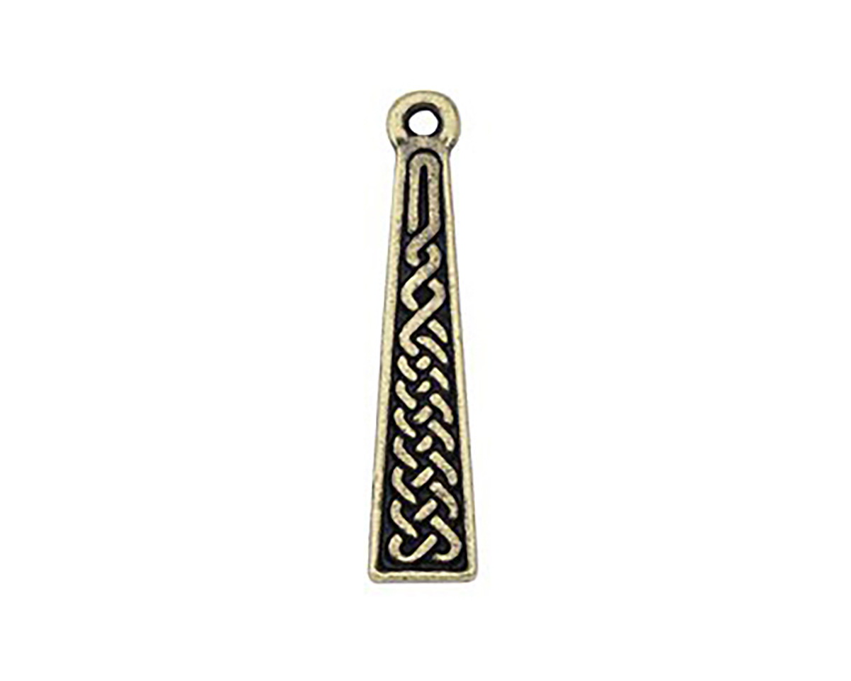 TierraCast Antique Brass (plated) Celtic Braid Charm 6x25mm