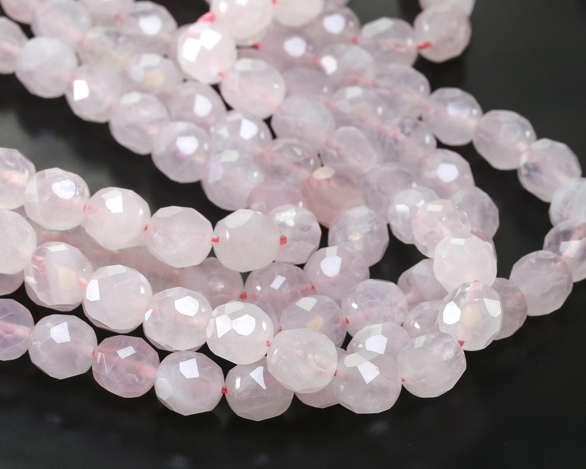 Rose Quartz Microfaceted Egg Nugget 10x9mm