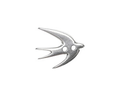 Antique Silver (plated) Swallow Button 13.5x11mm
