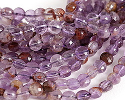 Purple Phantom Quartz (Auralite-23) Faceted Puff Coin 6mm