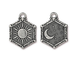 TierraCast Antique Pewter (plated) Sun & Moon Pendant 15x28.5mm