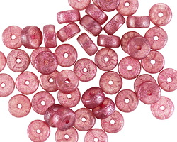 Czech Glass Textured Rose w/ Metallic Pink Wash Heishi 3x6mm
