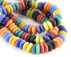 African Recycled Glass Multi-Color Saucers 14-16mm