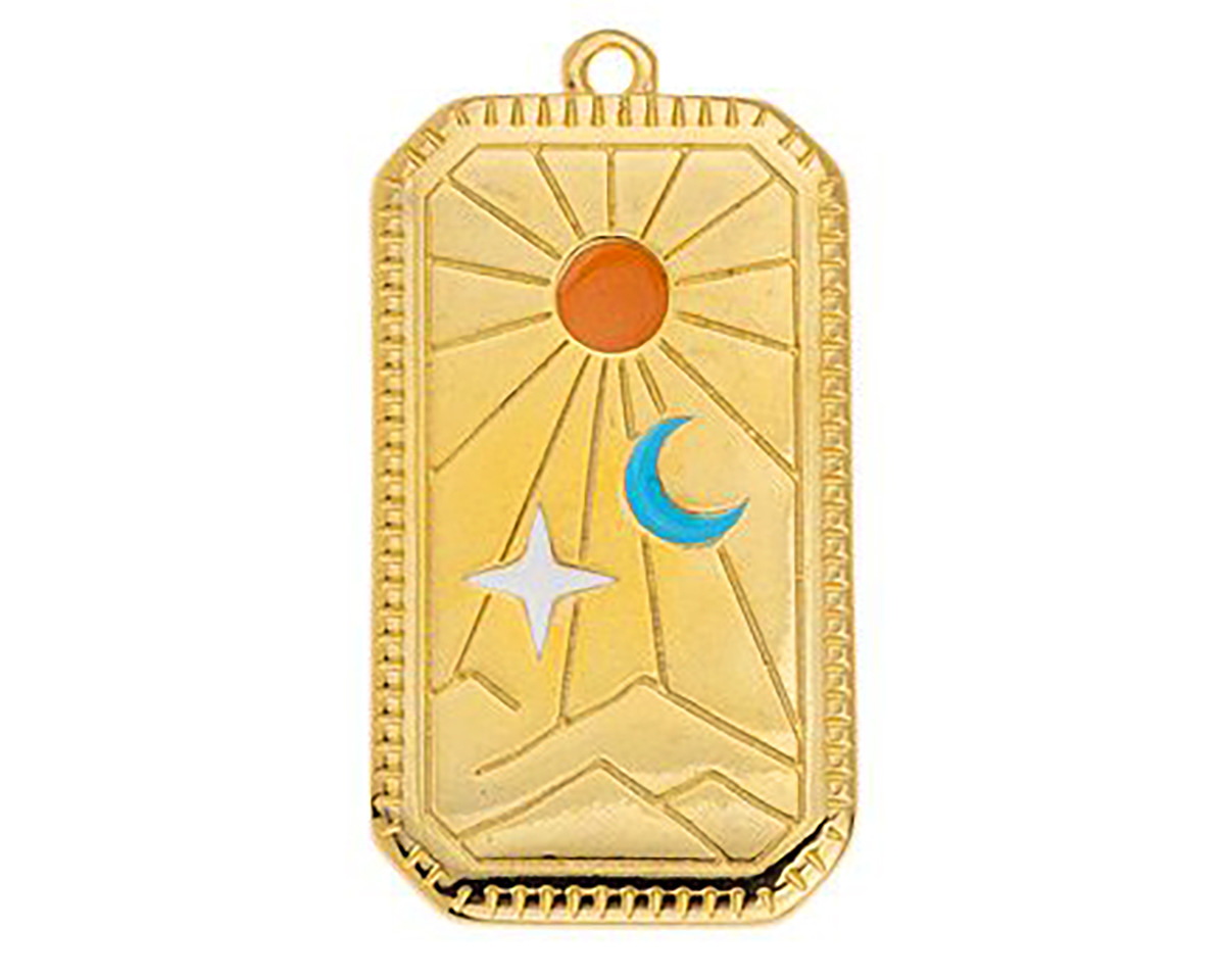24K Gold (plated) Colorful Enamel Tarot Card Focal 18x33mm