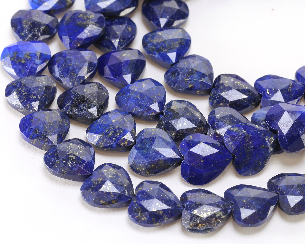 Lapis (dyed) Microfaceted Heart 13-14mm