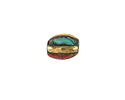 Nepalese Brass w/ Turquoise & Coral Mosaic Small Rice Bead 11-12x8mm
