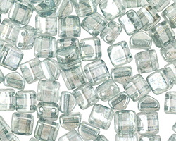 CzechMates Glass Transparent Light Green Luster 2-Hole Roof Bead 6mm