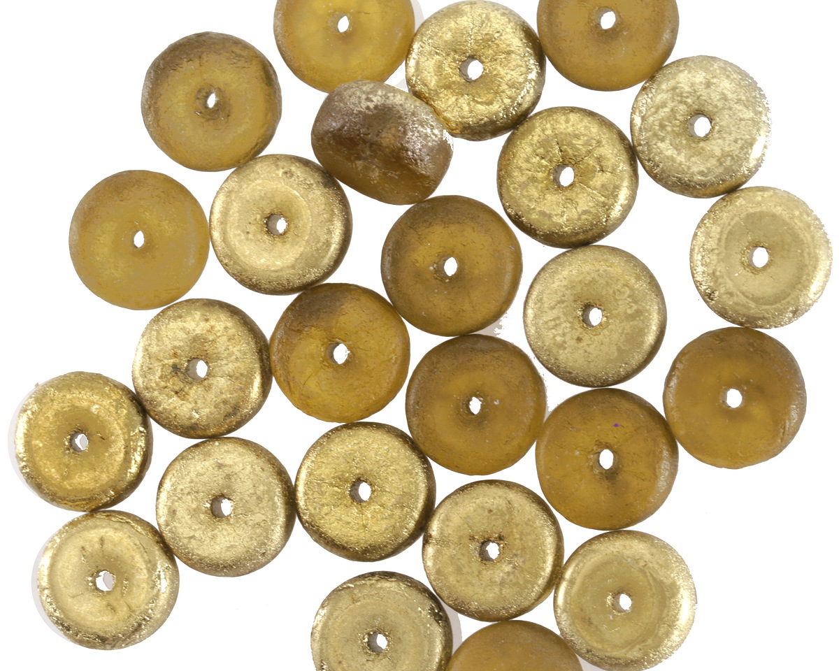 Czech Glass Textured Light Topaz w/ Gold Heishi 4x8mm