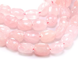 Madagascar Rose Quartz Faceted Tumbled Nugget (Large Hole) 13-18x14-21mm