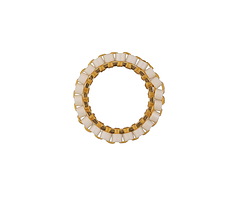 White Miyuki Delicas Woven on Gold (plated) Stainless Steel Ring 15mm