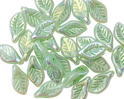 Czech Glass Sage AB Lustered Leaf Drop 6x12mm