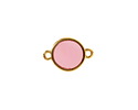 24K Gold (Plated) Transparent Rose Resin Round Focal Link 12x17mm