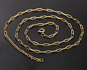 Waterproof 18K Gold PVD Plated Stainless Steel Small Paperclip Chain, 18" Finished w/ 2" extender, 7.9x2.3mm links