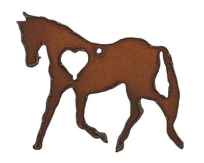 The Lipstick Ranch Rusted Iron Heart Horse Pendant 52x50mm