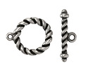 Antique Silver Finish Roped Toggle Clasp 24x19mm, 27mm Bar
